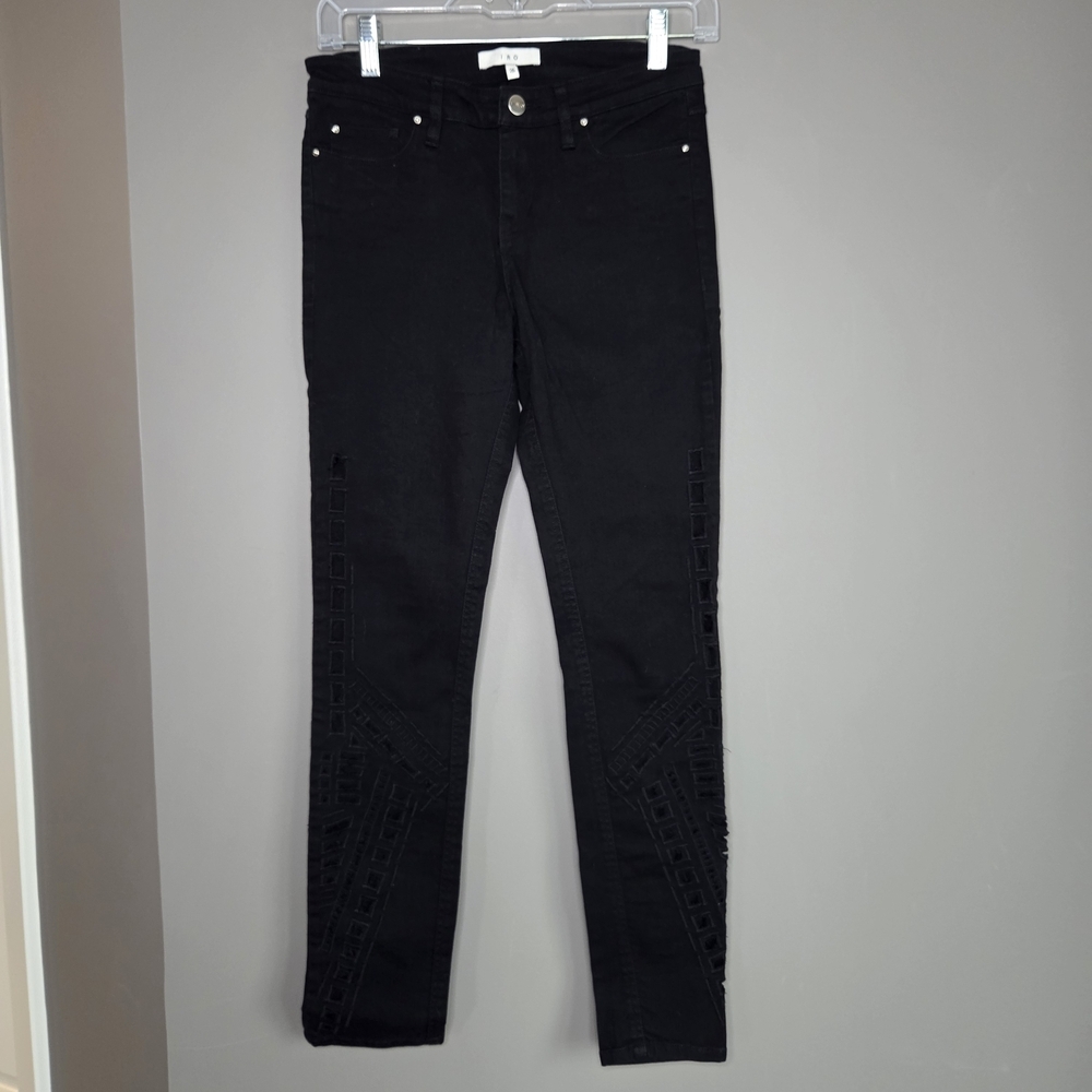 IRO Black Embroidered Women's Straight Leg Jeans Size 25